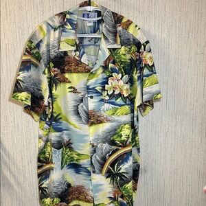 VTG RJC Hawaiian Waterfall Short Sleeve Button Down Shirt sz 2XL